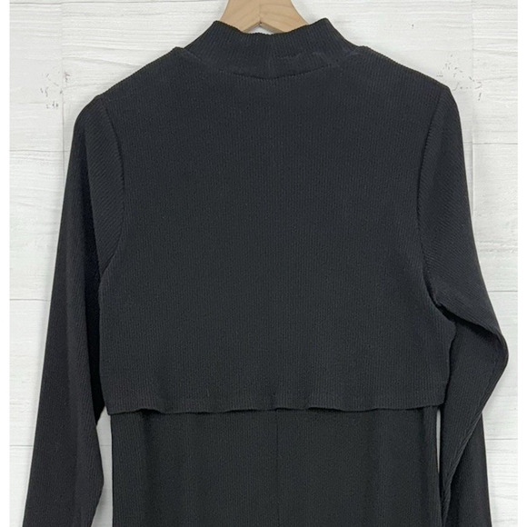 Old Navy Maternity Mock Neck Nursing Sweater Dress Size XL Black Rib Knit Midi - Picture 10 of 16